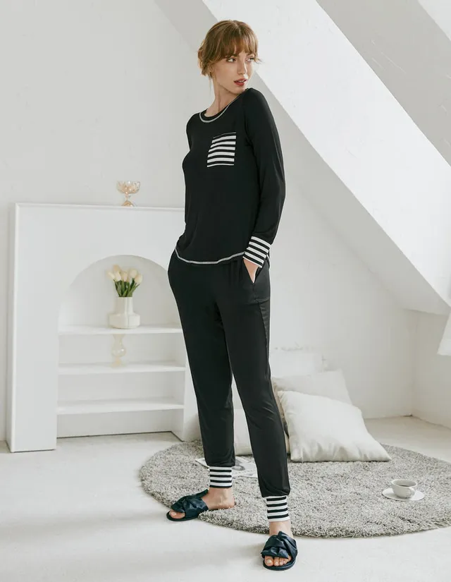 ekouaer-pajama-sets-classic-pyjama-langarm-gestreift image 1
