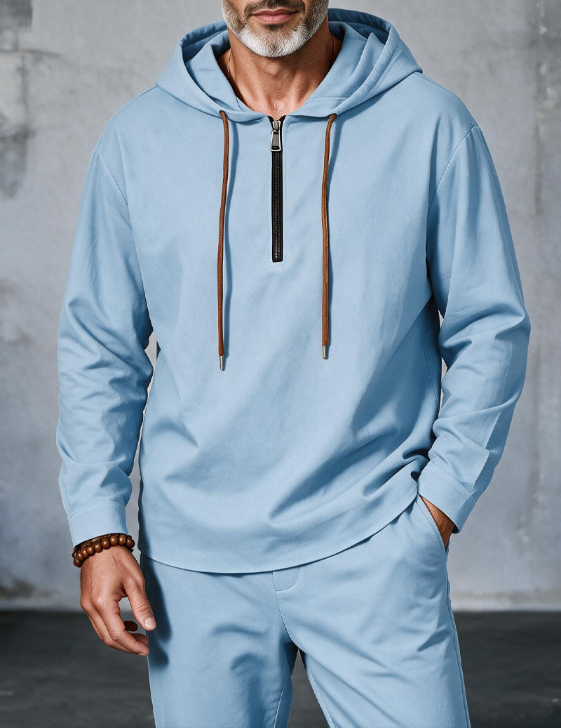 ekouaer-men-linen-zip-hoodie-herren-schwarz-l-mit-kapuze image 1