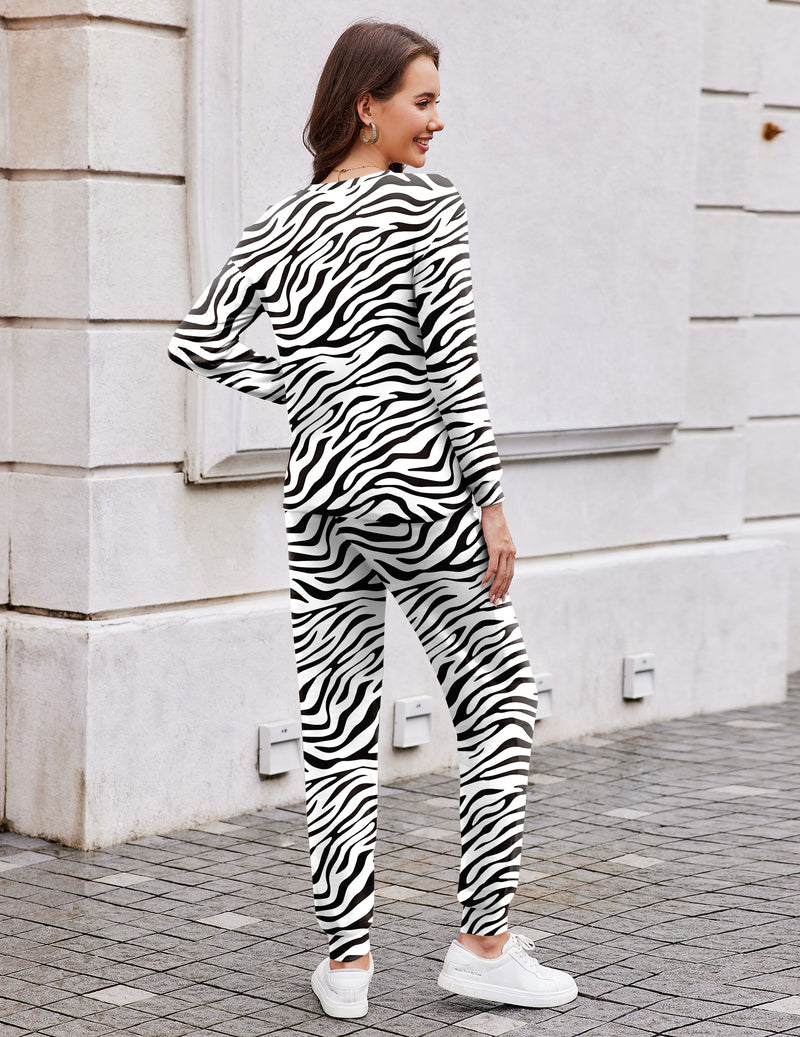ekouaer-pajama-sets-long-sleeve-jogger-schlafanzug-taschen image 2