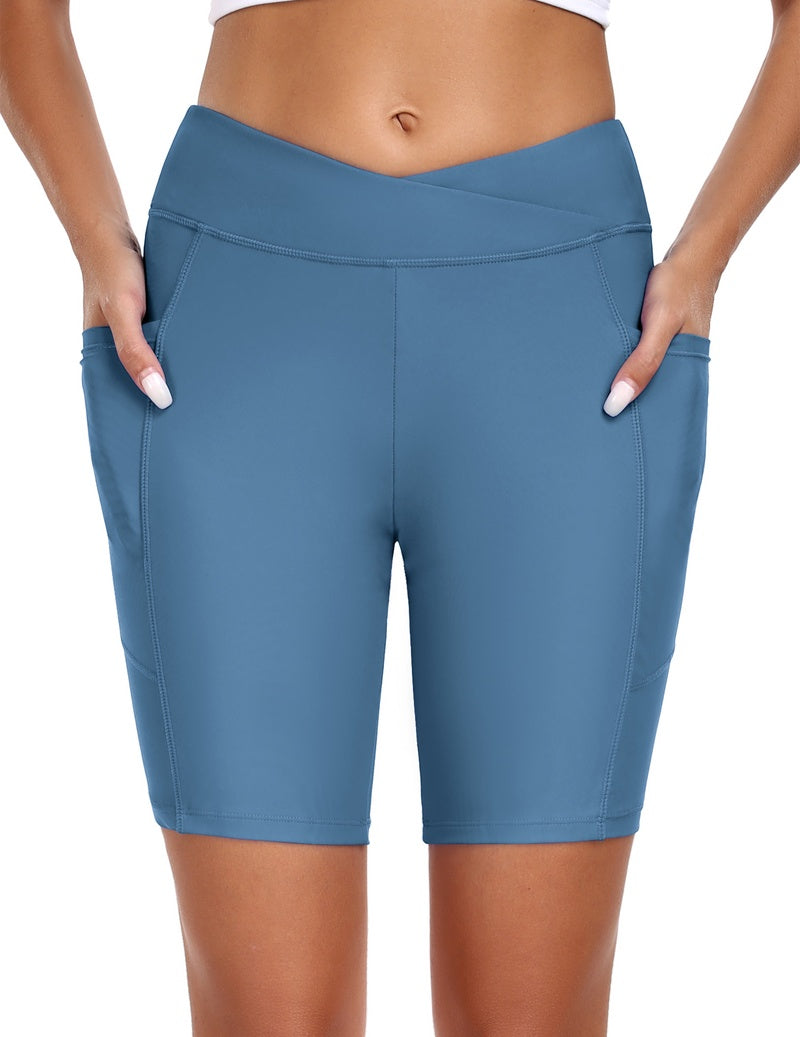 ekouaer-badeshorts-damen-high-waist-upf-50-taschen image 8