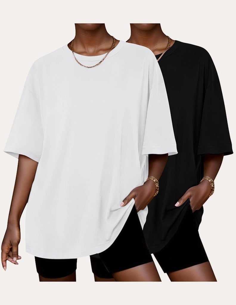 ekouaer-pajama-sets-t-shirts-2er-pack-oversized-crewausschnitt image 1