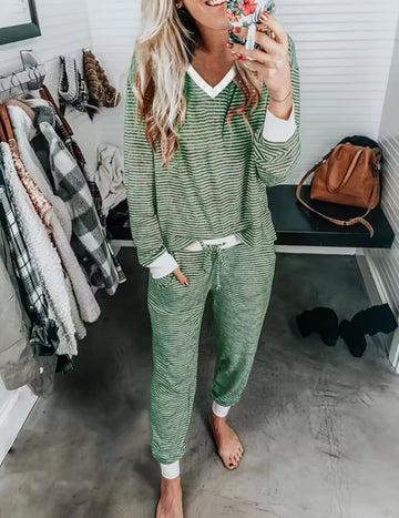 ekouaer-pajama-sets-jogger-langarm-schlafanzug-strick-taschen image 5