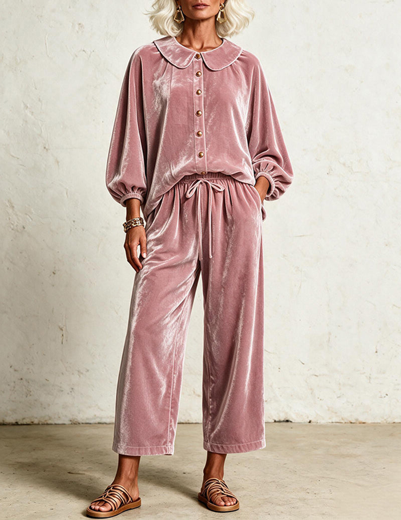ekouaer-pajama-sets-velvet-peter-pan-pyjama-samt-hellblau image 1