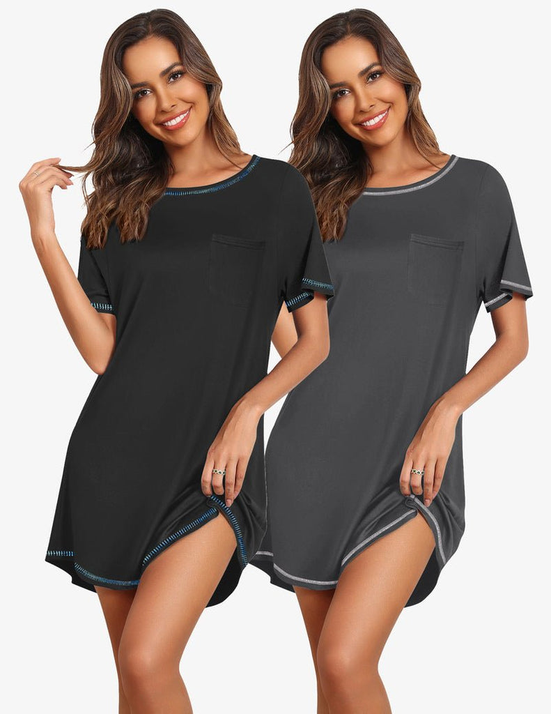 ekouaer-nightgowns-2er-pack-nachthemd-kurzarm-sleepshirt image 1