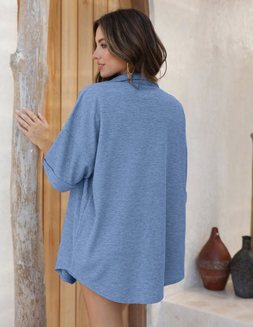 ekouaer-leisure-waffle-2-piece-pyjama-set-waffelstruktur image 5