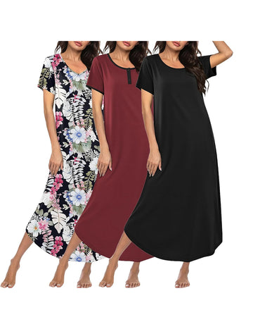 ekouaer-nightgowns-langarm-nachthemd-plus-size-3er-pack image 3