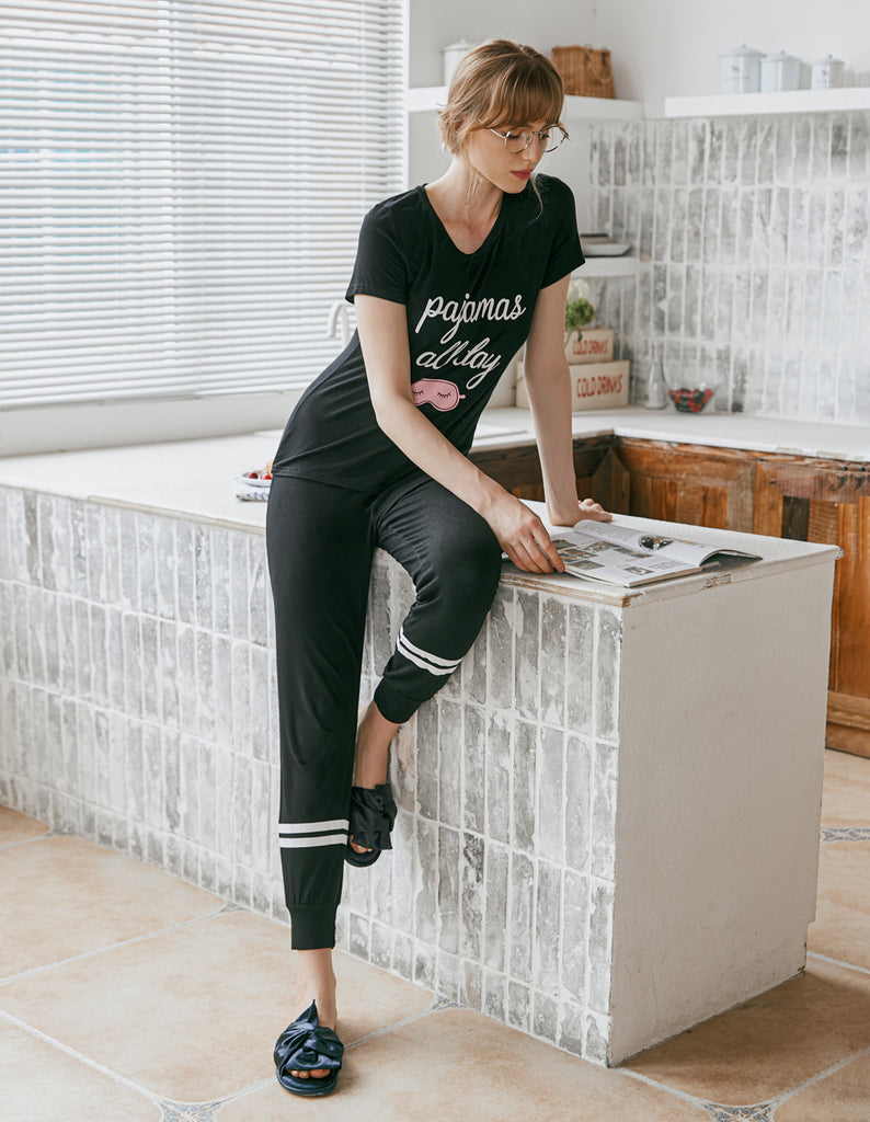 ekouaer-pajama-sets-printed-schlafanzug-bedruckt-2-teilig image 1