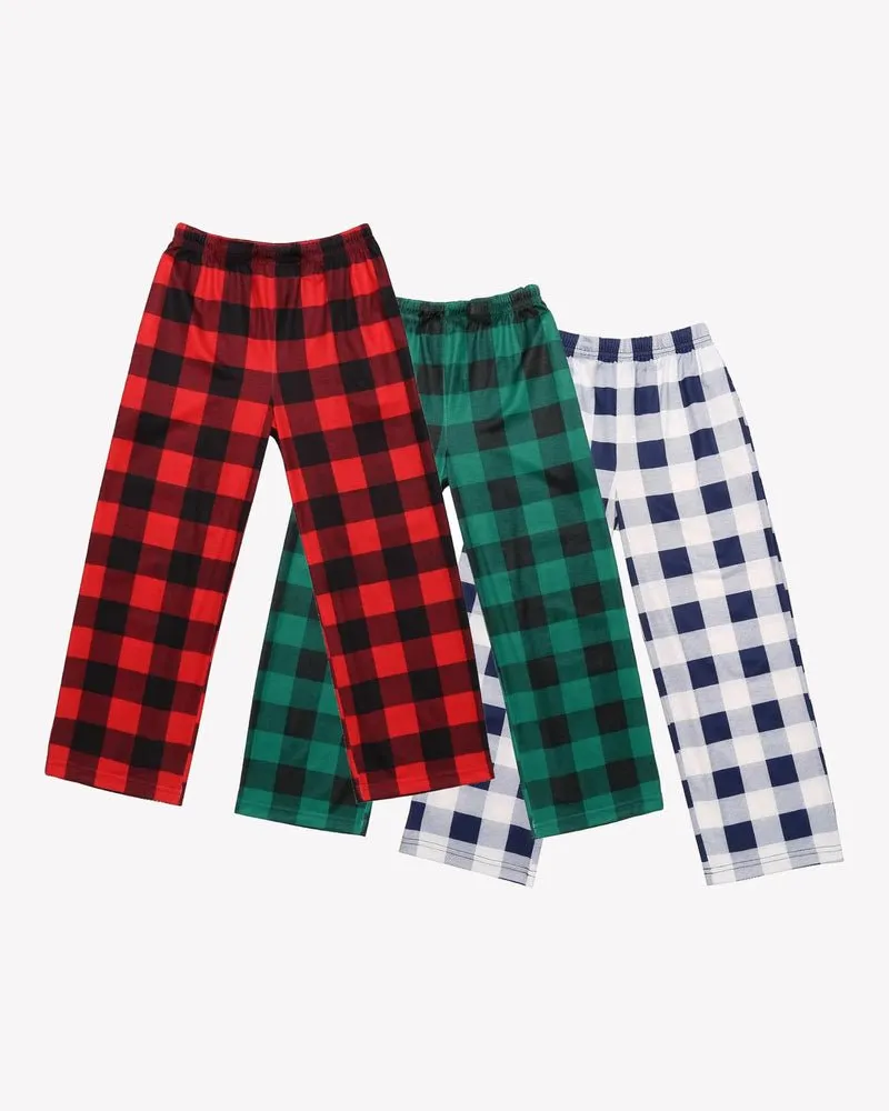 ekouaer-pajama-sets-pyjamahose-jungen-3er-pack-karo image 1