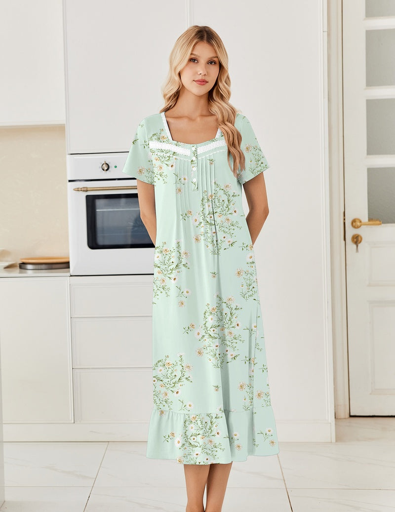 ekouaer-nightgowns-nachthemd-damen-baumwolle-lang-knopfleiste image 7