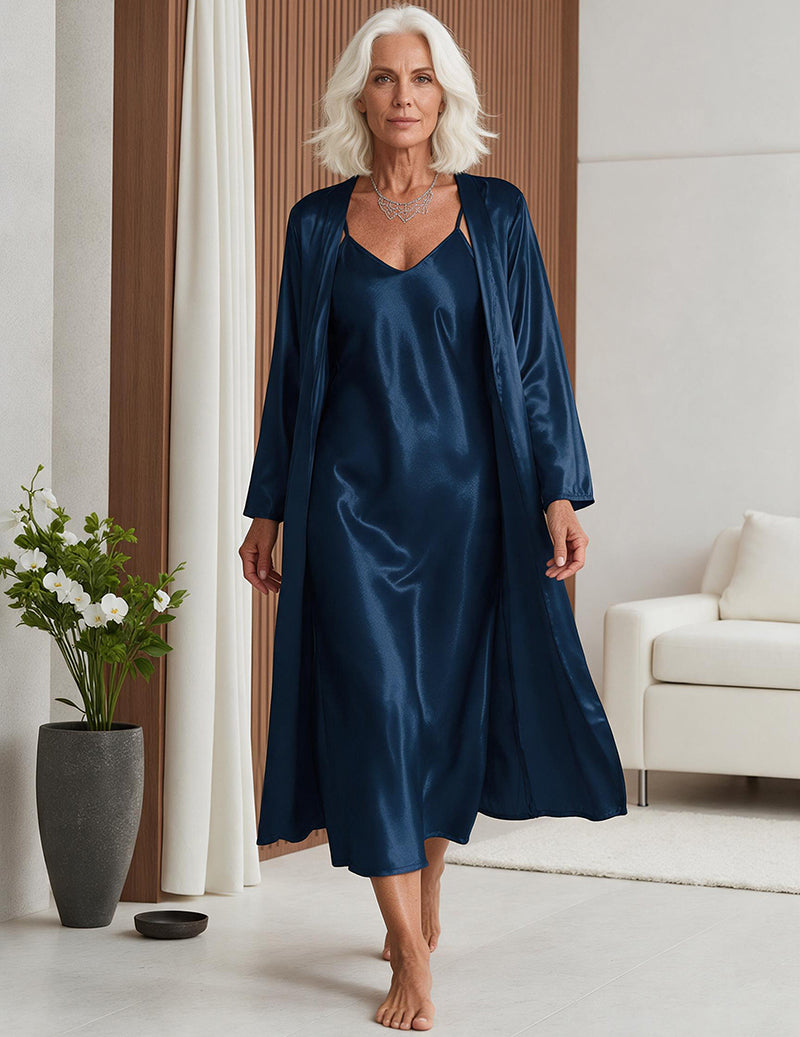 ekouaer-robes-satin-set-nachthemd-und-morgenmantel-2-teilig image 5
