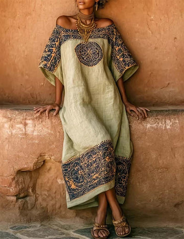 ekouaer-nightgowns-boho-maxikleid-off-shoulder-leinen-blau image 7