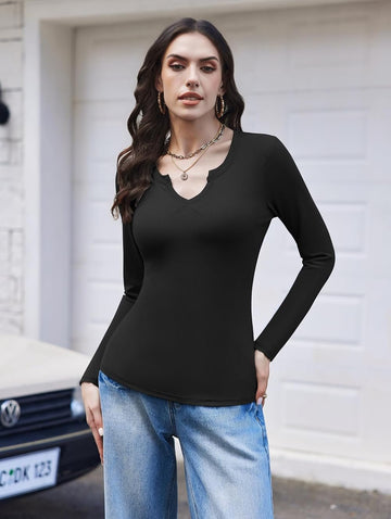 ekouaer-thermals-thermal-shirt-langarm-rippe-v-ausschnitt image 3