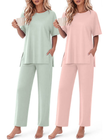 ekouaer-2-pack-oversized-lounge-set-top-hose-weit-2-teilig image 3
