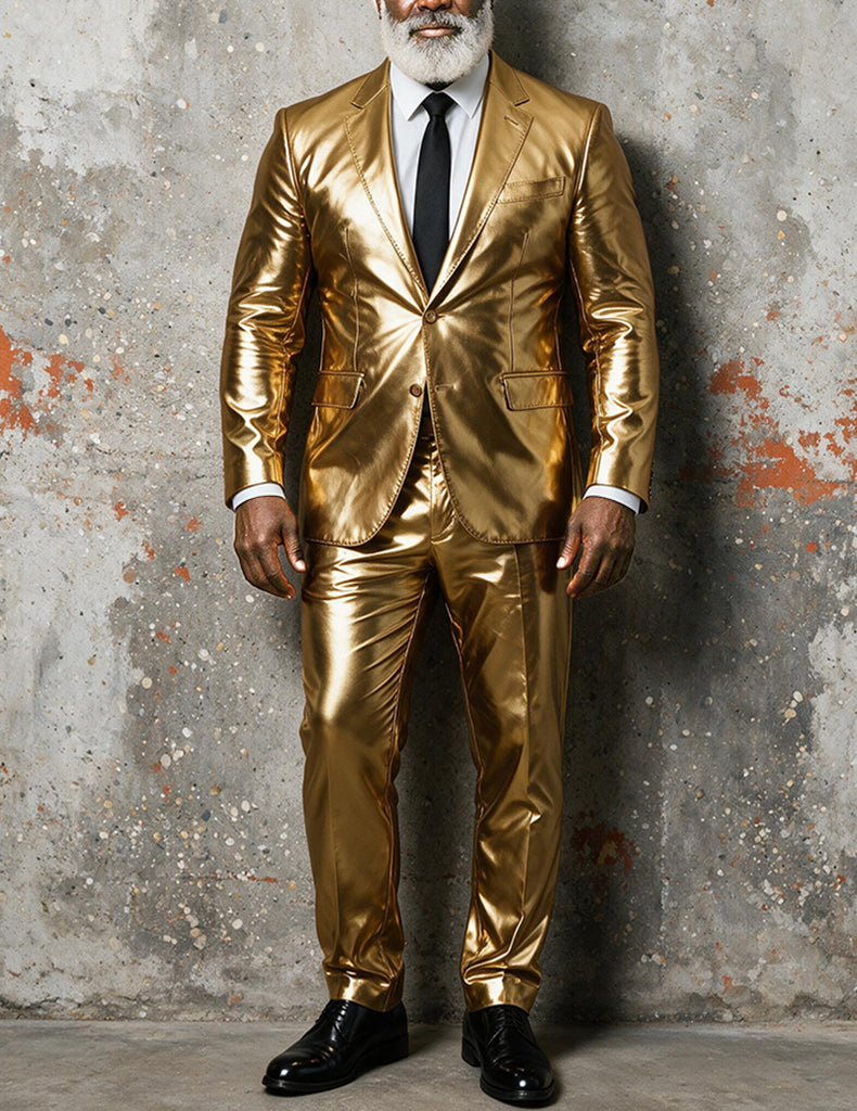 ekouaer-men-metallic-anzug-herren-2-teilig-slim-fit-glanz image 1