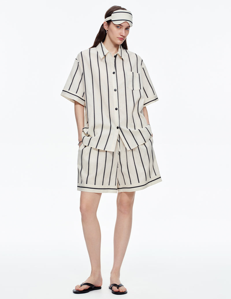 ekouaer-pajama-sets-baumwolle-schlafanzug-streifen-s-w image 2