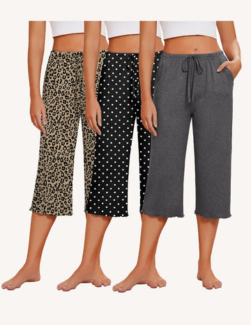 ekouaer-pajama-sets-capri-pyjamahose-3er-pack-mit-taschen image 7