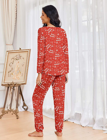 ekouaer-pajama-sets-jogger-schlafanzug-langarm-weihnachten-karo image 5
