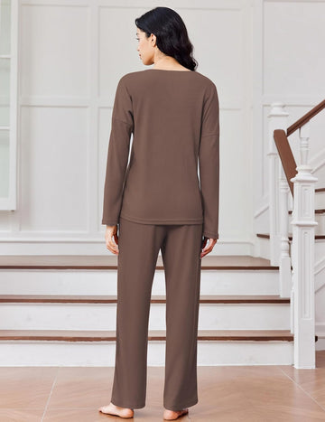 ekouaer-waffle-knit-pyjama-langarm-v-ausschnitt-kn-pfe image 7