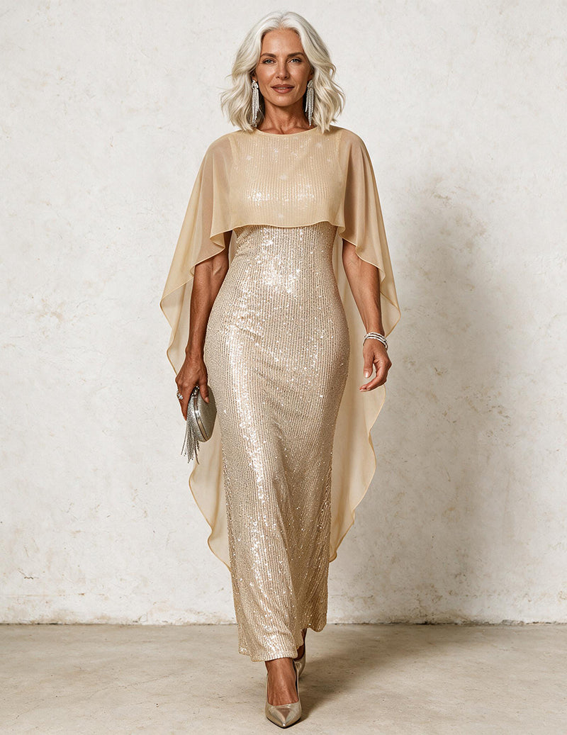 ekouaer-sequin-cape-maxikleid-rosa-pailletten-chiffon image 8