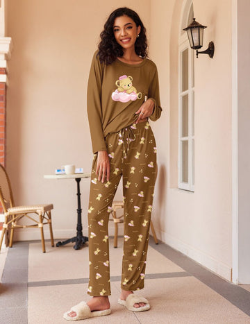 ekouaer-pajama-sets-langarm-pyjama-2er-set-rundhals image 7