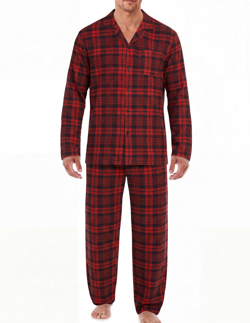 ekouaer-men-pyjama-set-karo-langarm-button-down image 7