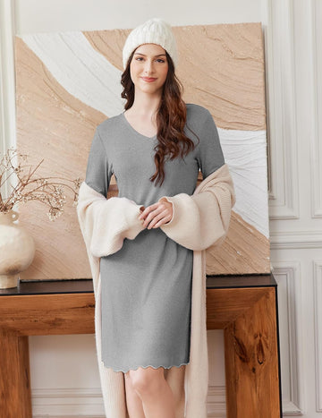 ekouaer-nightgowns-cotton-nachthemd-2er-pack-langarm-baumwolle image 7