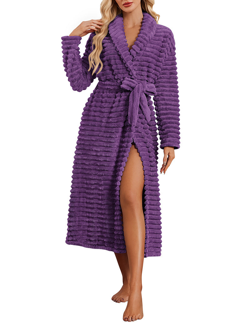 ekouaer-robes-fleece-bademantel-damen-dunkelgrau-warm image 6
