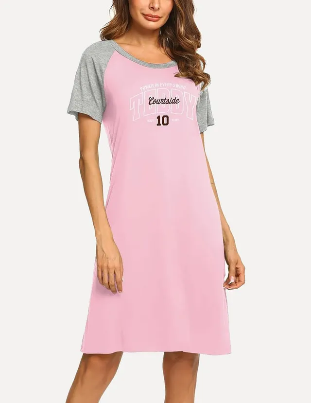 ekouaer-teddy-short-sleeve-nachthemd-bedruckt-viskose image 1