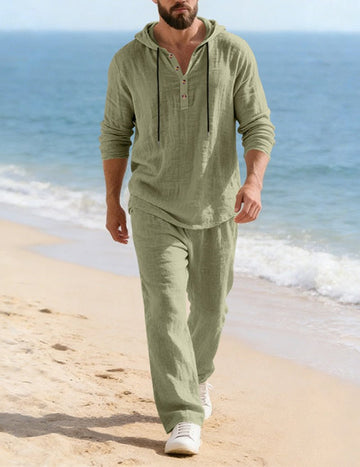 ekouaer-men-cotton-hooded-shirt-pyjama-herren-baumwolle image 7