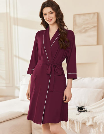 ekouaer-robes-kimono-shawl-bademantel-kurz-mit-taschen image 5