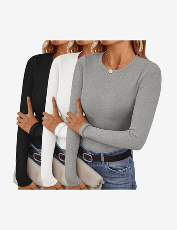 ekouaer-pajama-sets-long-sleeve-shirts-3er-pack-langarmshirt-gerippt image 3