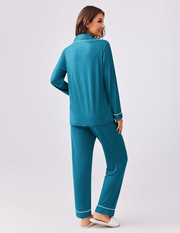 ekouaer-pajama-sets-pyjama-knopfleiste-viskose-mit-taschen image 7