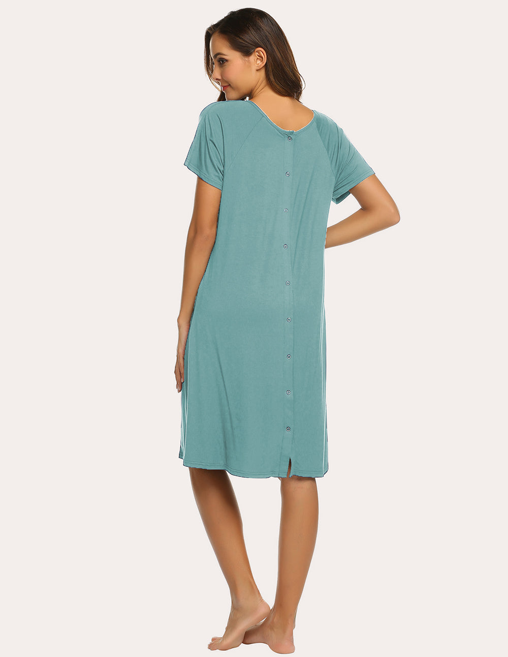 ekouaer-maternity-still-nachthemd-kurzarm-aqua-green image 2