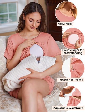 ekouaer-maternity-stillpyjama-2er-set-doppellagig-mit-taschen image 7