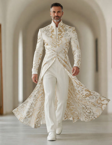 ekouaer-men-frack-herren-barock-elfenbein-gold-m image 2