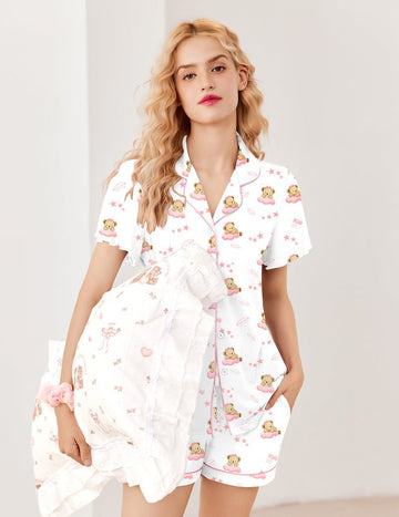 ekouaer-pajama-set-pyjama-shorts-knopfleiste-mit-r-schen image 7