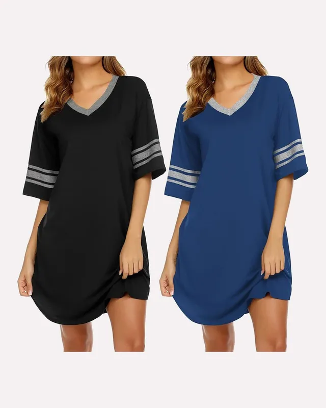ekouaer-nightgowns-nachthemd-2er-pack-kurzarm-v-ausschnitt image 1