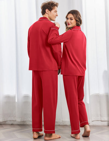 ekouaer-pajama-sets-baumwoll-schlafanzug-partner-langarm image 3