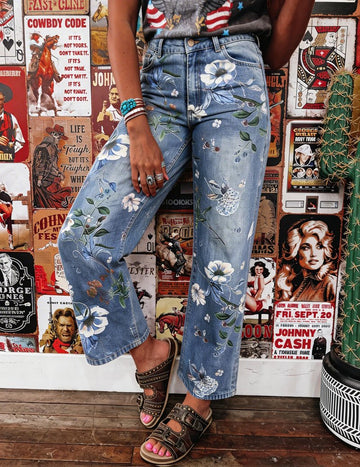 ekouaer-pajama-sets-blumen-jeans-wide-leg-hellblau image 3