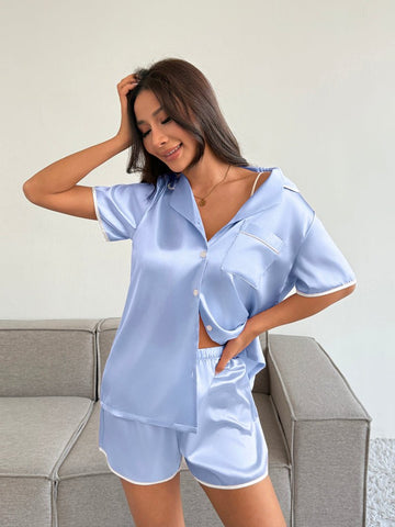 ekouaer-pajama-sets-satin-schlafanzug-shorts-2-teilig-knopfleiste image 5