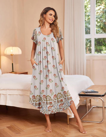 ekouaer-nightgowns-nachthemd-kurzarm-mit-taschen image 7