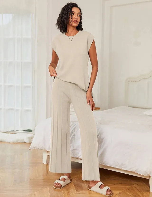 ekouaer-comfort-lounge-knit-zweiteiler-strick-weites-bein image 1