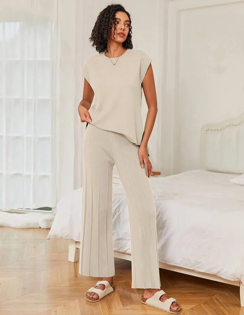 ekouaer-comfort-lounge-knit-zweiteiler-strick-weites-bein image 1