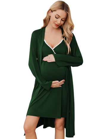 ekouaer-maternity-stillset-nachthemd-morgenmantel image 3