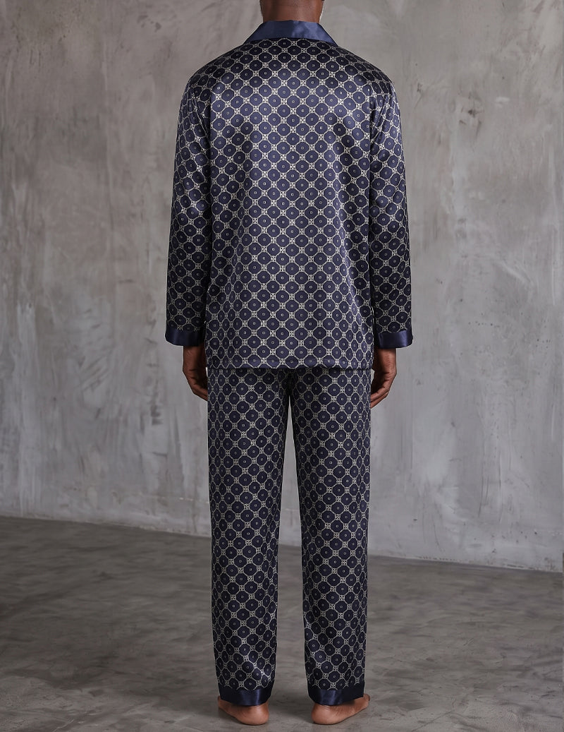 ekouaer-men-satin-pyjama-red-geometric-langarm-gemustert image 7