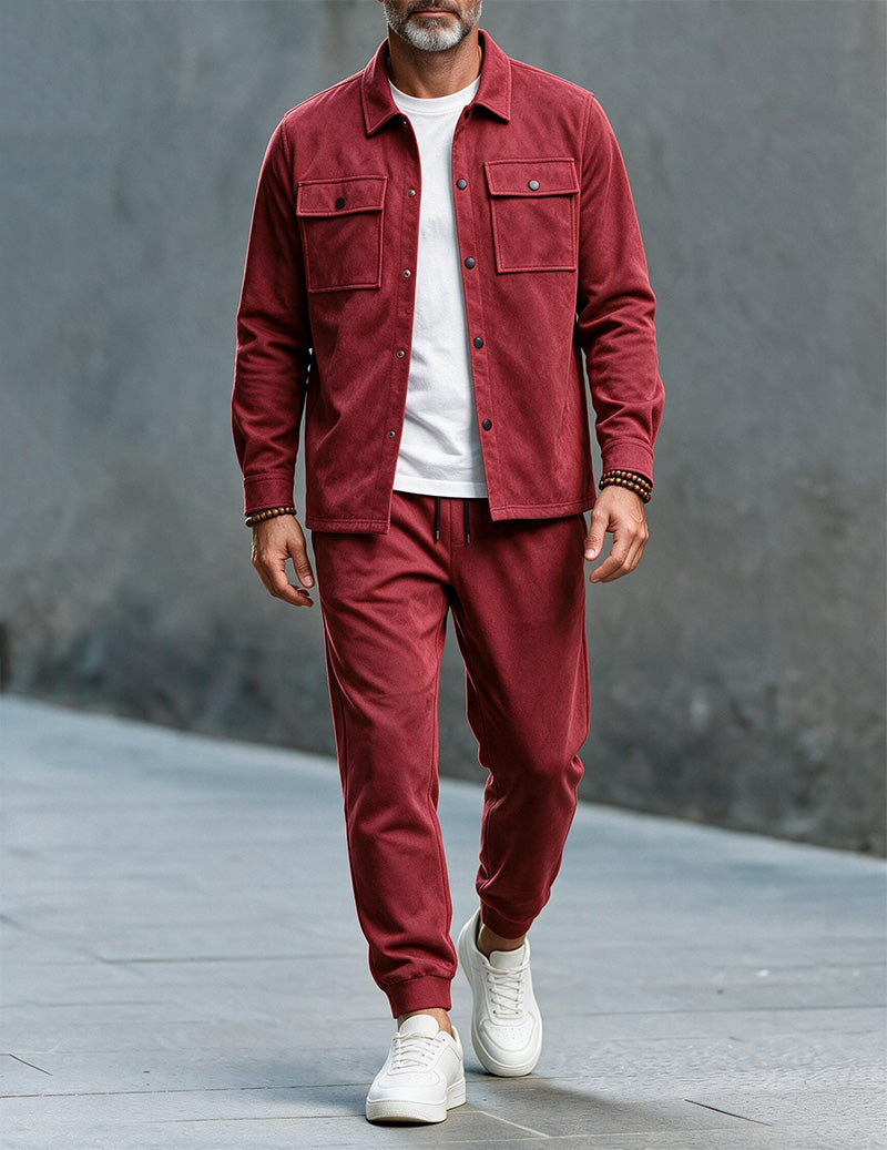 ekouaer-men-button-down-cargo-zweiteiler-herren-schwarz-xl-mit-jogger image 3
