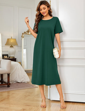 ekouaer-nightgowns-cotton-nachthemd-baumwolle-kurzarm-lang image 5