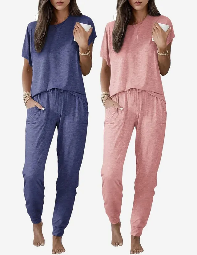 ekouaer-pajama-set-2er-pack-kurzarm-mit-jogginghose image 1