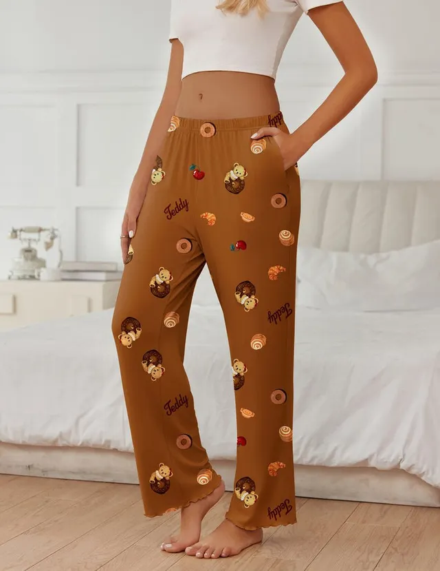 ekouaer-teddy-pyjamahose-lang-weit-mit-taschen image 1