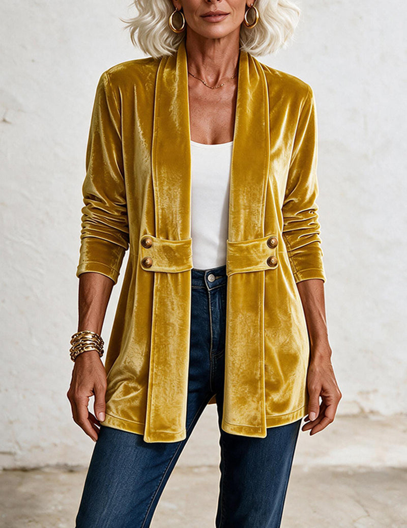 ekouaer-robes-velvet-cardigan-samt-mittellang-offen image 2